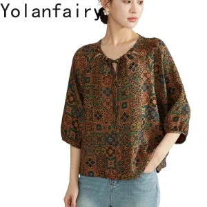 YOLANFAIRY 100% Mulberry Silk Blouse for Woman Elegant Natural Silk Watered Gauze Women Shirt Vintage Lacp-up Fashion Tops Mujer - AliExpress Shirts & Blouses