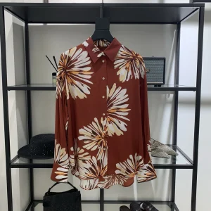 Women's Spring/Summer New Arrivals: Printed Mulberry Silk Mid-Length Shirt — Lapel Collar, High-Waisted, Single-Breasted Loose - AliExpress Shirts & Blouses