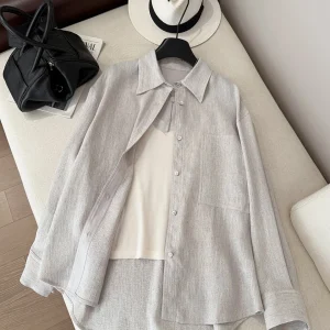 Elegant Long Sleeve Shiny Thread Women's Shirt Spring 2026 New Style Loose Fit Breathable Anti-Wrinkle Slimming Cardigan - AliExpress Shirts & Blouses