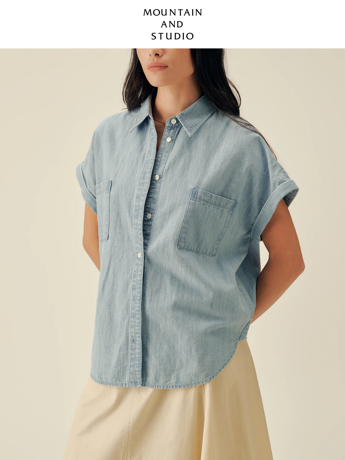 Vintage Loose Fit Pure Cotton Short Sleeve Strider Shoulder Shirt Thin Denim Shirt Women's Skin-friendly Breathable Button De... - AliExpress Shirts & Blouses