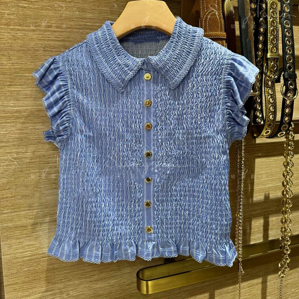 Spring 2025 New Sweet Elegant Pleated Ruffle Collar Slim Fit T-Shirt Top Women's Fashion Shirt Stylish Casual Comfortable - AliExpress Shirts & Blouses
