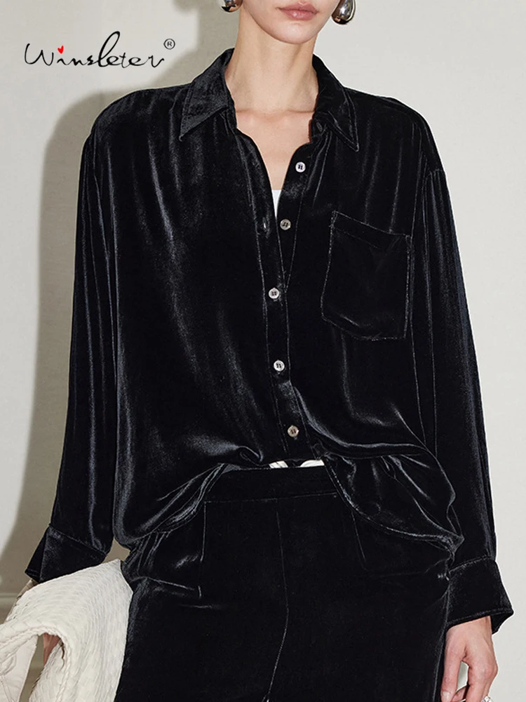 Winsleter-Bottom 100%Real Silk Elegant Shirt, Turn-down Collar Pocket, Women French Retro Loose Blouse, 2026 Spring New T61566CC - AliExpress Shirts & Blouses