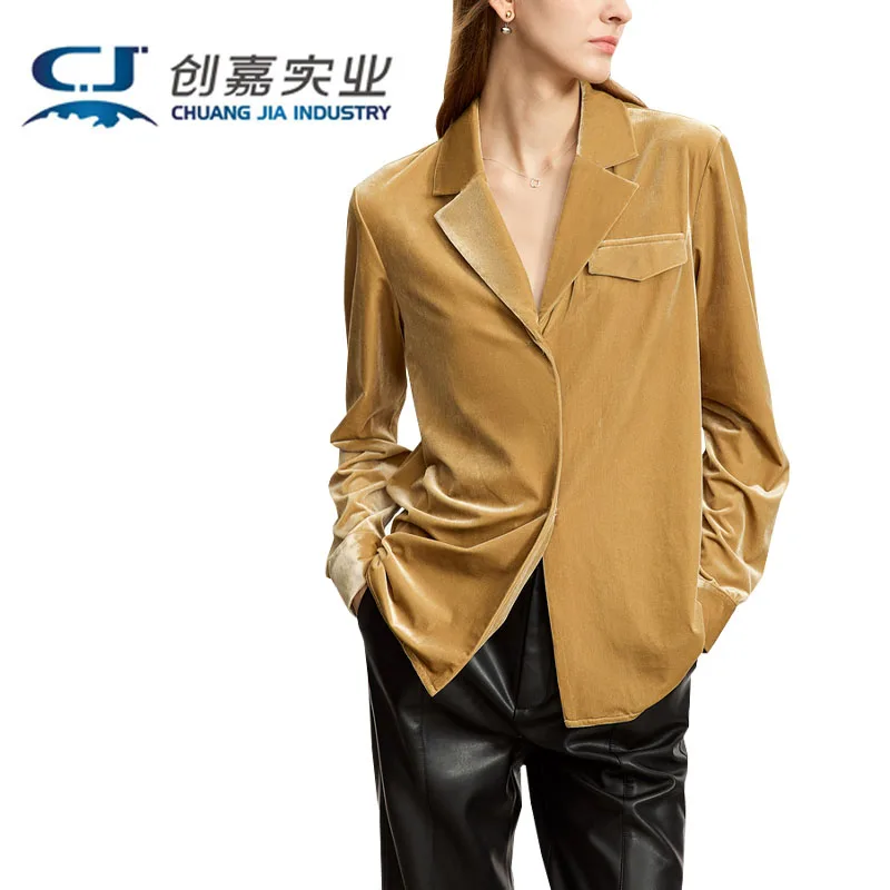 Silk Velvet Ladies Blouse Suit Collar Shirt Mulberry Silk High-end Spring and Autumn Women's Temperament Fashion Good quality - AliExpress Shirts & Blouses