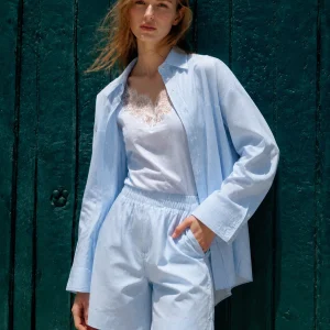 Street Style Color Woven Stripe Three Piece Set Loose Boyfriend Shirt Lace Splice Strap Shorts Women's Cotton Casual Wear - AliExpress Shirts & Blouses