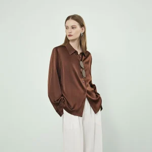 Women's Mulberry Silk Shirt Loose Cardigan Tops Long Sleeve Blouse for Office Solid Color Casual Top Office Lady Elegant Blouses - AliExpress Shirts & Blouses