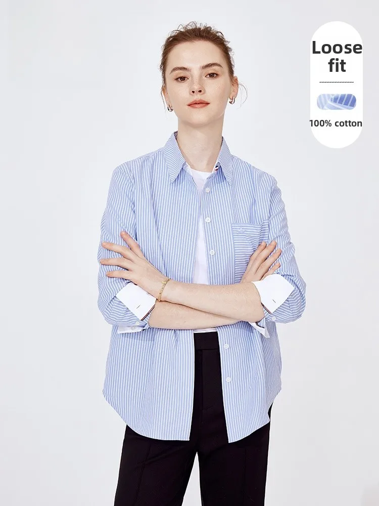 Navigare Women's Long Sve Cotton irt Casual Striped Loose Fit Faionable Button up irt Nautical Sle Regular Sve - AliExpress Shirts & Blouses
