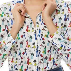 Women Fashion Print Blouse Top Single Breasted Long Sleeve Turn-down Collar Casual Silk Shirt - AliExpress Shirts & Blouses