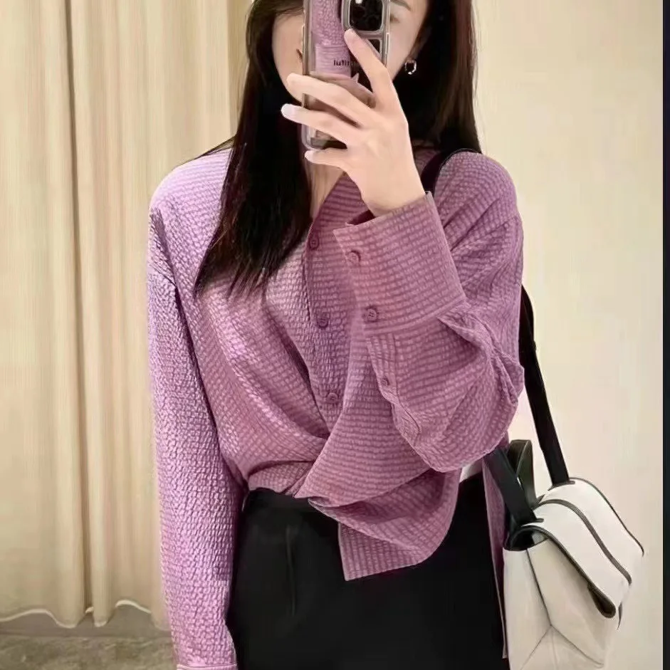 Women's V-neck silk shirt long-sleeved casual top - AliExpress Shirts & Blouses