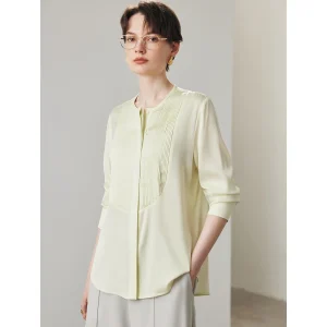 Pure Silk Women's irt round Ne Dstring Color Spring Summer New Arrival Traditional Chinese Sle Ladies Faion - AliExpress Shirts & Blouses