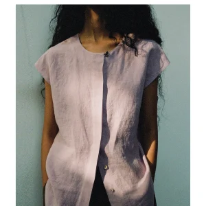 Leonorayang Original Design 100% Hemp Hanma Loose Shoulder Sleeve Women's Summer Shirt Short Sleeve Button round Neck Pure Color - AliExpress Shirts & Blouses