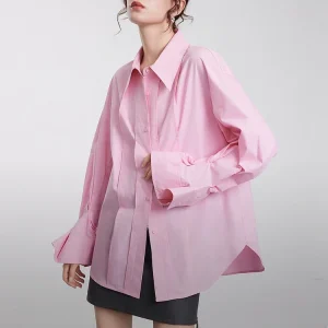 Unique Design Pink Shirt Women's Fashionable ELLE Small Batch Autumn New Style Cotton Long Sleeve Button up Classic Collar - AliExpress Shirts & Blouses