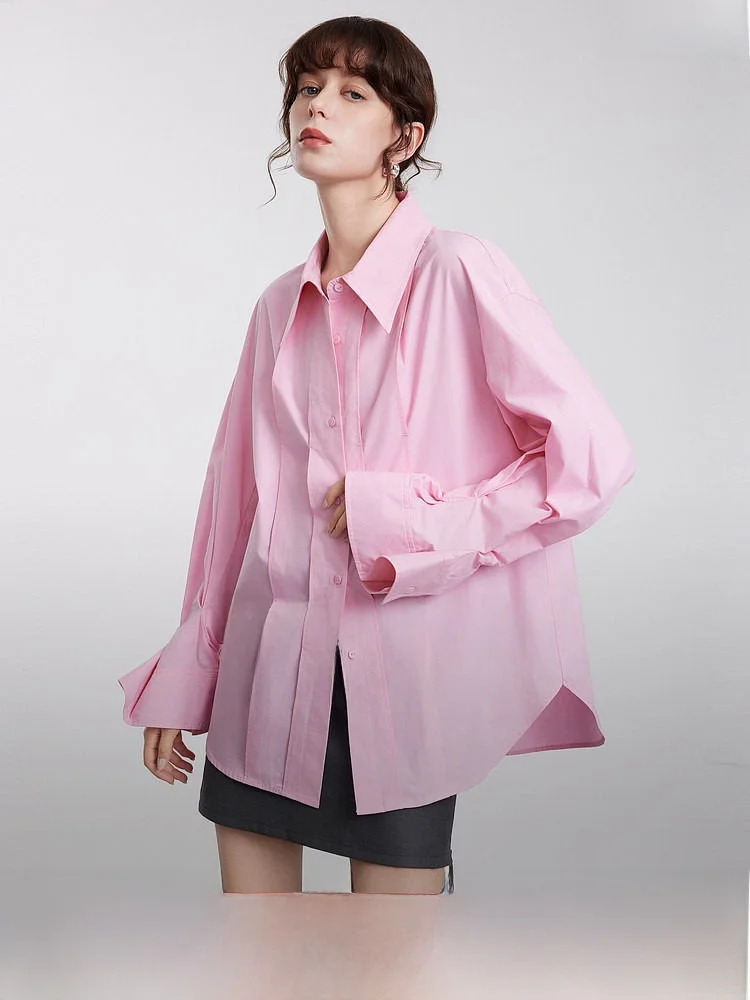 Unique Design Pink Shirt Women's Fashionable ELLE Small Batch Autumn New Style Cotton Long Sleeve Button up Classic Collar - AliExpress Shirts & Blouses