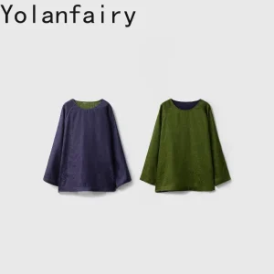 YOLANFAIRY 100% Mulberry Silk Jacquard Shirts Woman Oversized Women Reversible Spring Fall Silk Blouse Loose Fit Elegant Tops - AliExpress Shirts & Blouses
