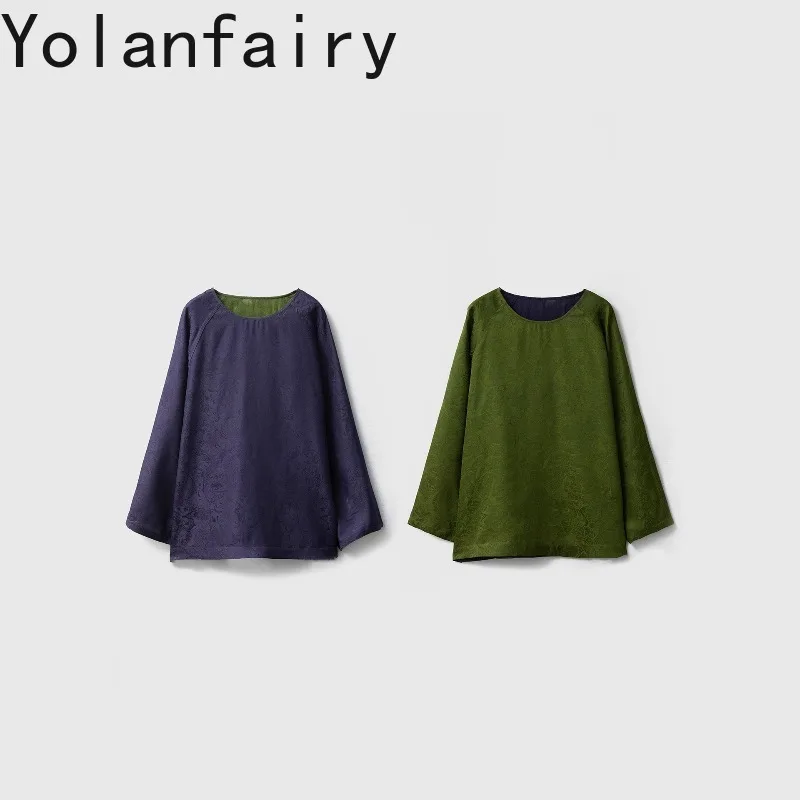 YOLANFAIRY 100% Mulberry Silk Jacquard Shirts Woman Oversized Women Reversible Spring Fall Silk Blouse Loose Fit Elegant Tops - AliExpress Shirts & Blouses