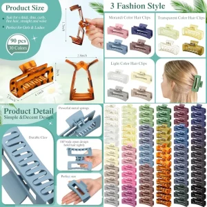 60 Pcs Hair Clips Bulk Hair Claw Clips for Women Girls 4.1 Inch Large Rectangle Non-slip Square Strong Hold Jaw - AliExpress New Headwear