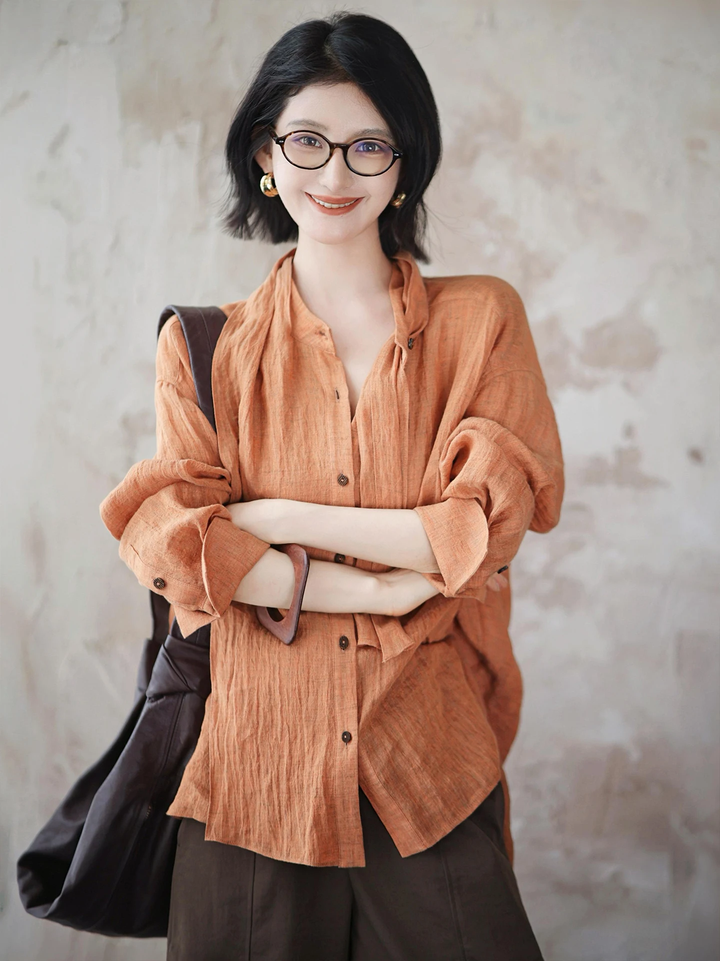 ZhaodaXi Orange Soda Linen Shirt Breathable Refreshing Lazy Style Long Sleeve Commute Fashion Women's Shirt Design - AliExpress Shirts & Blouses