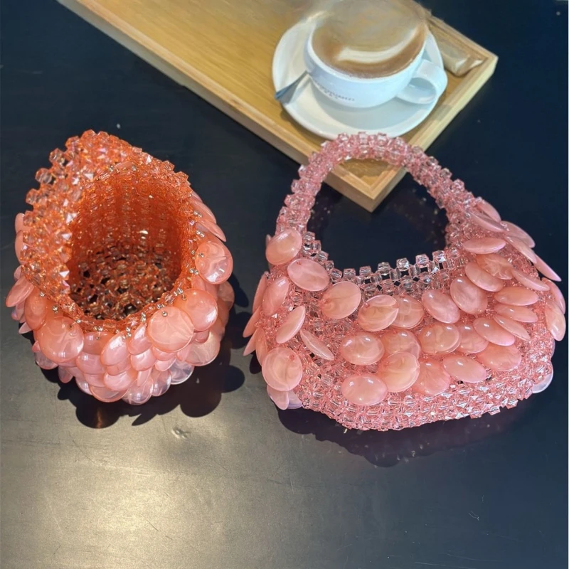 New Hand Woven Beaded Women's Bag High-quality Pearl Water Bucket Storage Bag High-end Party Dress Accessories Women's Handbag - AliExpress Women's Handbags