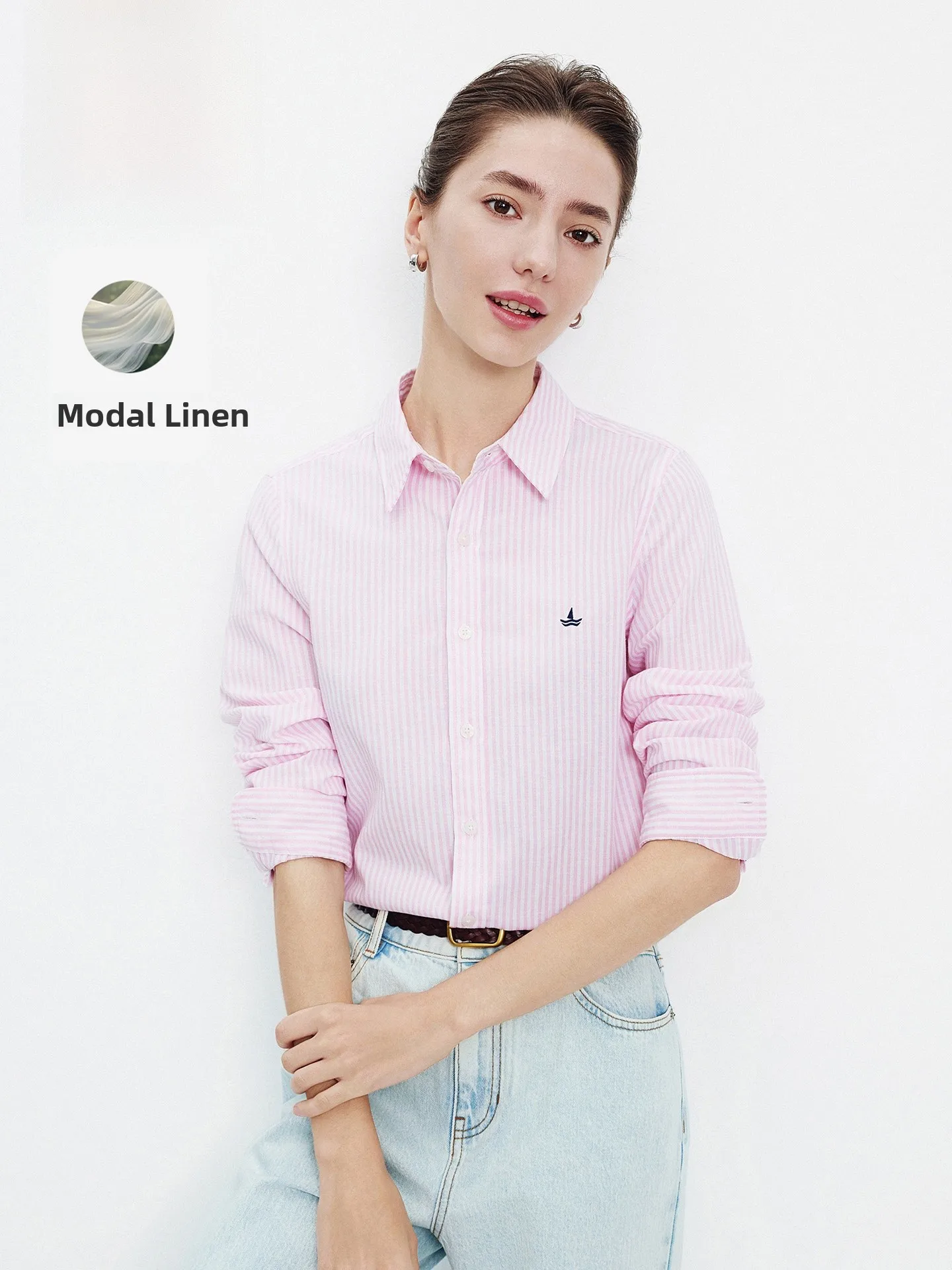 Navigare Fitted Casual Commute Shirt Striped Linen Shirt Sharp Collar Commute Style Women's Long Sleeve Button up Shirt - AliExpress Shirts & Blouses