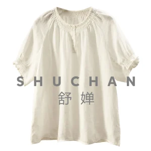 Exquisite and Elegant, French European Standard 100 Ramie Pearl Small Stand-up Collar Short-sleeved Shirt Women's 17W4 - AliExpress Shirts & Blouses