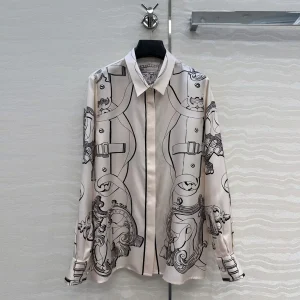 French Elegant Office Lady 100% Silk Shirt Women Vintage Floral Totem Print Lapel Long Sleeve Loose Blouse - AliExpress Shirts & Blouses