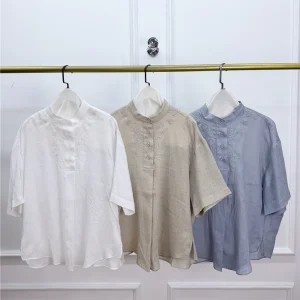Women's Summer Clothes Ramie Embroidered Short-Sleeved Shirt Top - AliExpress Shirts & Blouses