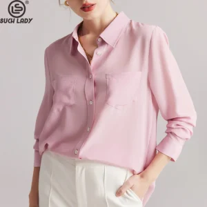 100% Natural Silk Women's Shirt Turn Down Collar Long Sleeves Front Pockets Fashion Blouse Tops - AliExpress Shirts & Blouses