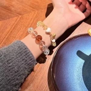Natural white crystal clean body micro cotton round bead bracelet 12mm single circle women's crystal bracelet versatile amber - AliExpress New Headwear