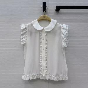 2026 New Summer 100% Silk Tank Shirt Women Sweet Edible Tree Fungus Peter Pan Collar Sleeveless White Casual Loose Blouse - AliExpress Shirts & Blouses