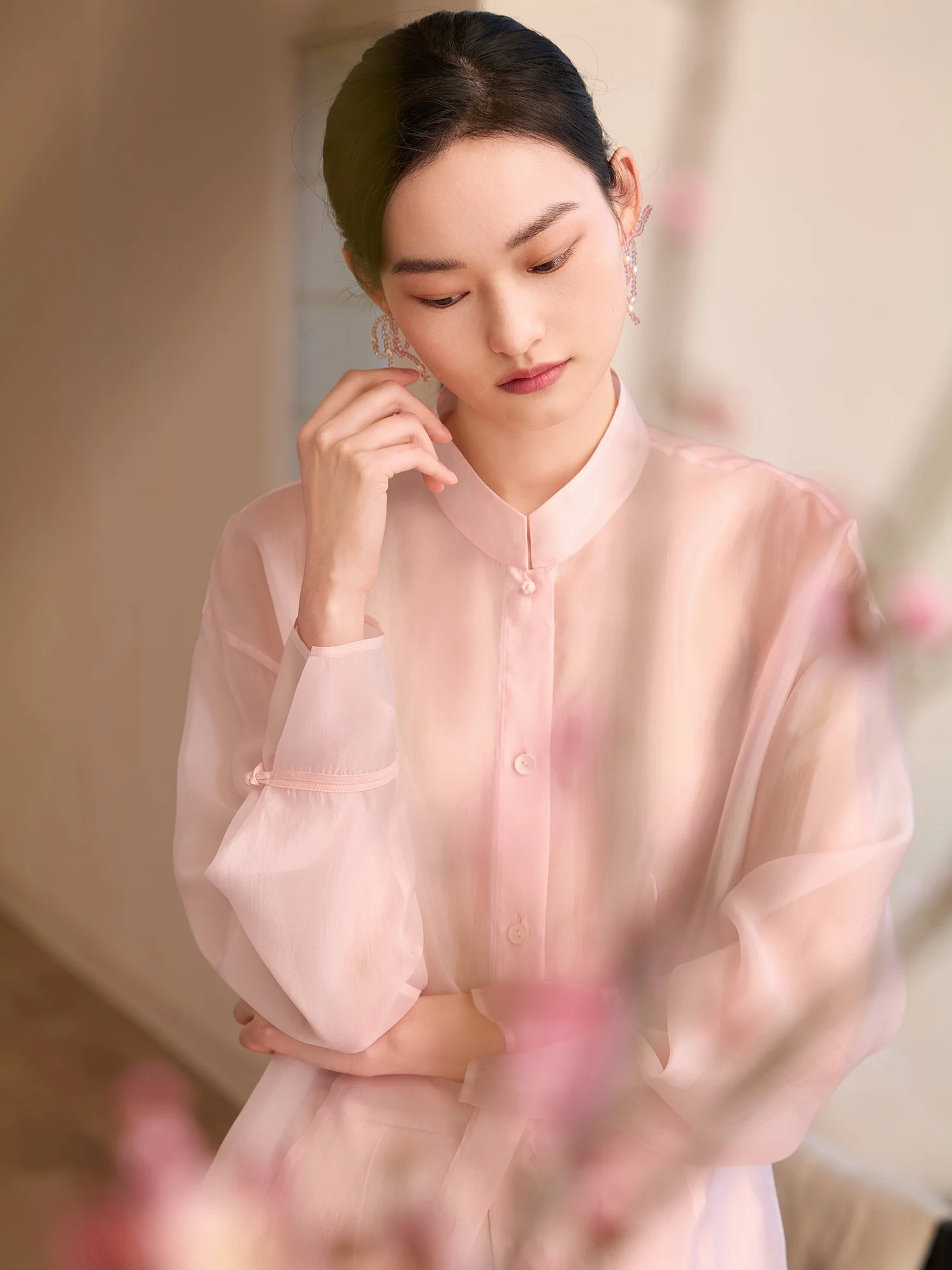 New Summer Chinese Style Women's Shirt Handmade Button Stand Collar Traditional Gown Breathable Moisture Wicking Anti-static - AliExpress Shirts & Blouses