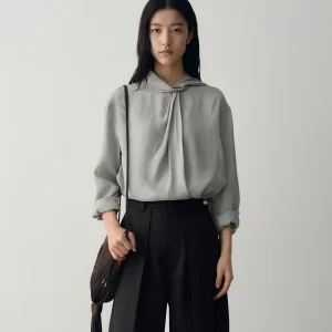 Spring 2026 ZHONG HE Women's Shirt  Blend Lightweight Draped Artistic Sense Sash Long Sleeve Comfortable Breathable - AliExpress Shirts & Blouses