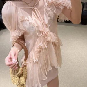 2-Color Women Lace Ruffles Spliced Shirt Lace-up V-Neck Short Sleeve High Waist Fashion Ladies Blouse - AliExpress Shirts & Blouses