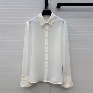 2026 New Spring Fashion Elegant Lace Patchwork Flare Long Sleeved Silk Shirt Women Lapel Single Breasted Sweet Casual Blouse - AliExpress Shirts & Blouses