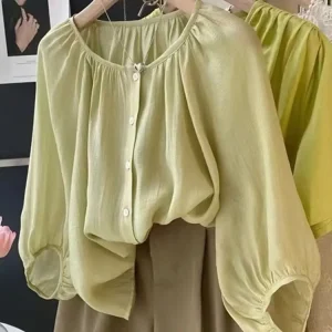 2026 Summer Collection New Large-Sized Women's Loose 100-Yard Encrypted Mulberry Cotton Half-Sleeve Shirt Women - AliExpress Shirts & Blouses