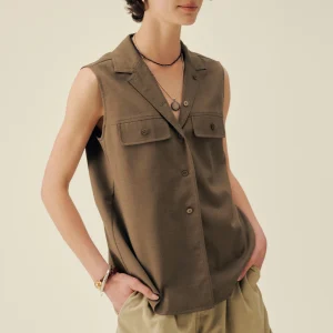 Vintage Summer Wool Blend Casual Loose Sleeveless Shirt with Patch Pocket Straight Shoulder Women's Fashion Polyester Fiber - AliExpress Shirts & Blouses