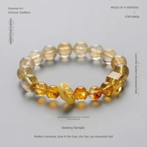 Splashing Heaven Rich Bracelet Men's and Women's Couple High-end Golden Hair Crystal Citrine Beeswax Lucky Chain - AliExpress New Headwear