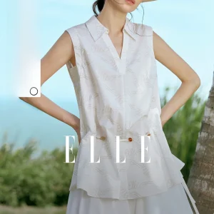 ELLE Design Sense Print Beaded Sleeveless Shirt Women's Summer New Loose Casual Commute Shirt V-neck Short Length Regular Fit - AliExpress Shirts & Blouses
