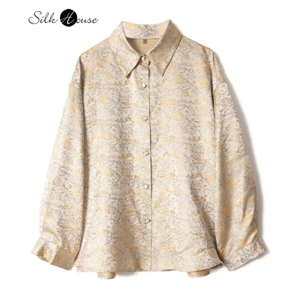 Women's Spring New Yellow Dandelion Print 100% Natural Mulberry Silk Song Brocade Retro Versatile Comfortable Temperament Shirt - AliExpress Shirts & Blouses