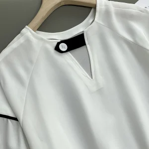 Trendy Triacetate Patchwork Lantern Sleeve Shirt Women's Style Commute round Neck Five Sleeve Regular Length Straight Cut - AliExpress Shirts & Blouses
