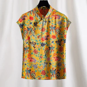 Elegant Chinese Style Silk Shirt for Women with Simple Button Design And Fragrant Cloud Silk Mom Style Top for Tea Ceremony - AliExpress Shirts & Blouses
