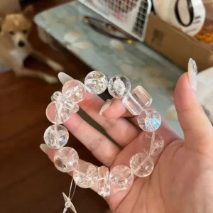 White Asai Crystal Bead Bracelet Women's Sugar Cube Decorative Transparent  Crystal Daily Versatile Exquisite - AliExpress New Headwear