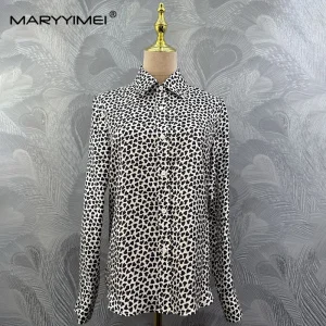 MARYYIMEI Casual Simple Printed Silk Shirt Lapel Long Sleeve Shirt 2026 Autumn Fashion Women's New Style - AliExpress Shirts & Blouses