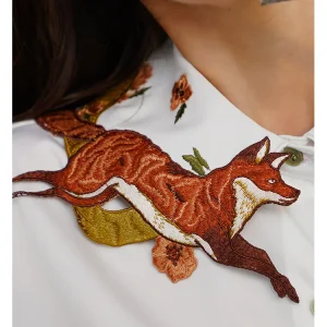 97-105cm Bust Spring Autumn Original Design Women Vintage All-match Fox Embroidered Collar Shirts/Blouses - AliExpress Shirts & Blouses
