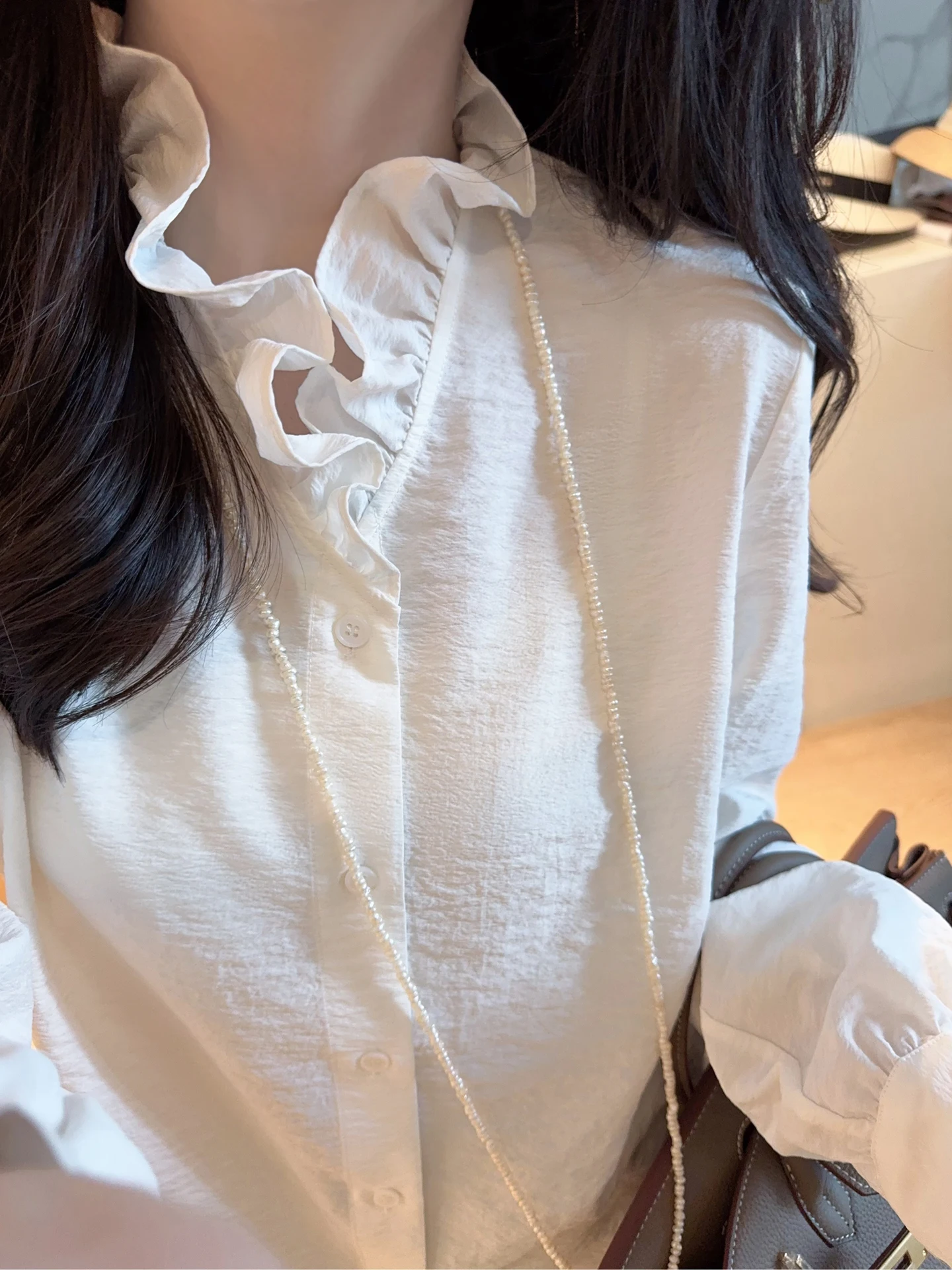 French Style Loose Fit Silk Shirt with Lace Collar Long Sleeve Washed True Silk Top for Women Spring Summer Inner Wear - AliExpress Shirts & Blouses