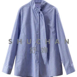 High Quality Linen Cotton Yarn-dyed Striped Ribbon Collar Shirt Women's 94I2 Blusas Femininas Com Frete Gratis - AliExpress Shirts & Blouses