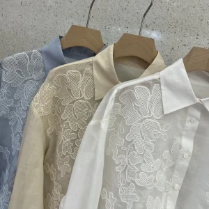 2026 Spring/Summer New High-Quality Classic Fashion Ramie Embroidered Long-Sleeved Short Shirt for Women - AliExpress Shirts & Blouses