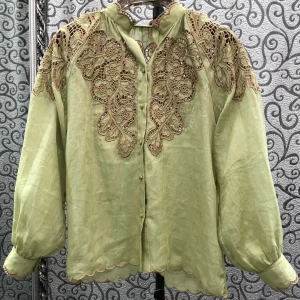 Milan Town Special Offer Loose Fit Embroidered Linen Lantern Sleeve Shirt Elegant Hollow out Design Original Design Women's S... - AliExpress Shirts & Blouses