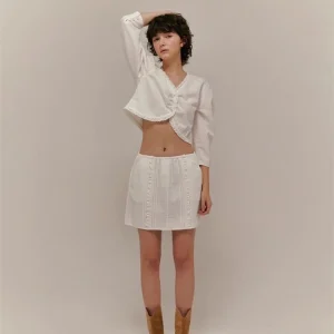 Lace Trim Shirt And Half Skirt Set Women's Style Commute Korean Slim Fit Long Sleeve V Neck Pure Cotton Summer Collection - AliExpress Shirts & Blouses