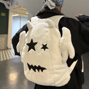 Autumn And Winter Fashion New Cotton Fabric Plush Women Bag Creative Personalized Ghost Wing Appearance Design Student Backpacks - AliExpress Women's Handbags