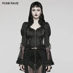 PUNK RAVE Women's Gothic Elegant Flare Cuffs Gorgeous Shirt Palace Style Adjustable Tightness Lace Blouse Women Tops - AliExpress Shirts & Blouses