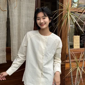 Fashionable Striped Shirt Women's Long Sleeve round Neck Cotton Business Casual Summer New Style Simple Elegant Commute Shirt - AliExpress Shirts & Blouses